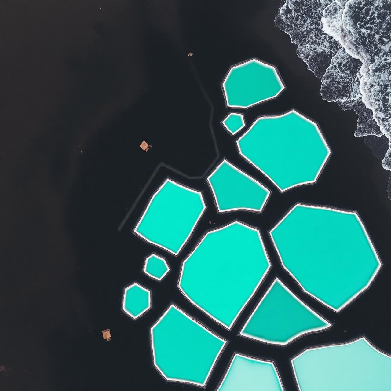 Geometric salt ponds along the coast